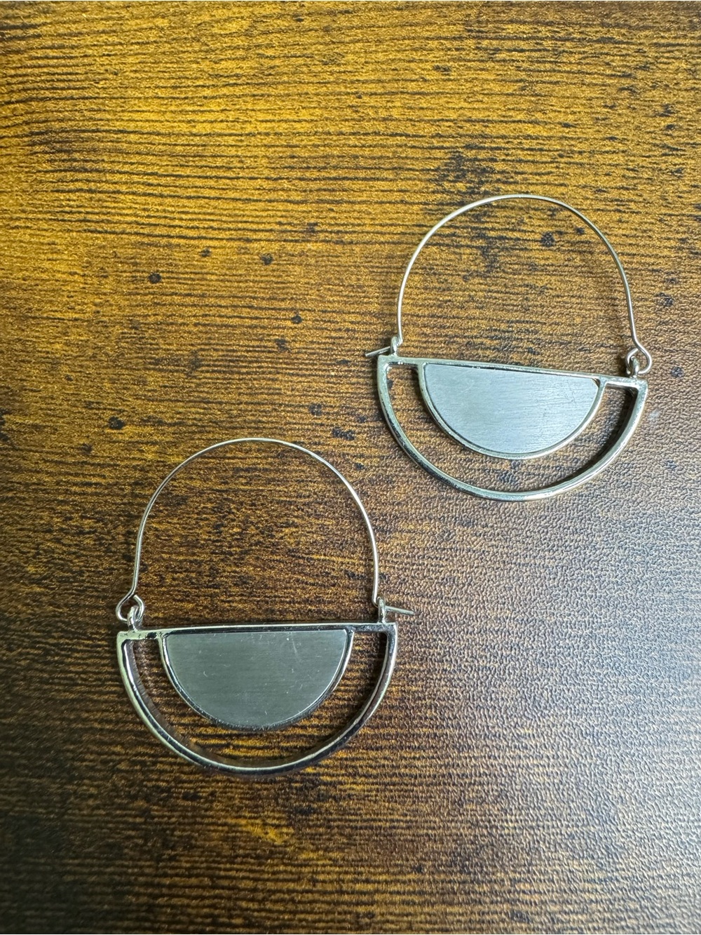 4/$20 Minimalist Silver Half-Moon Hoop Earrings